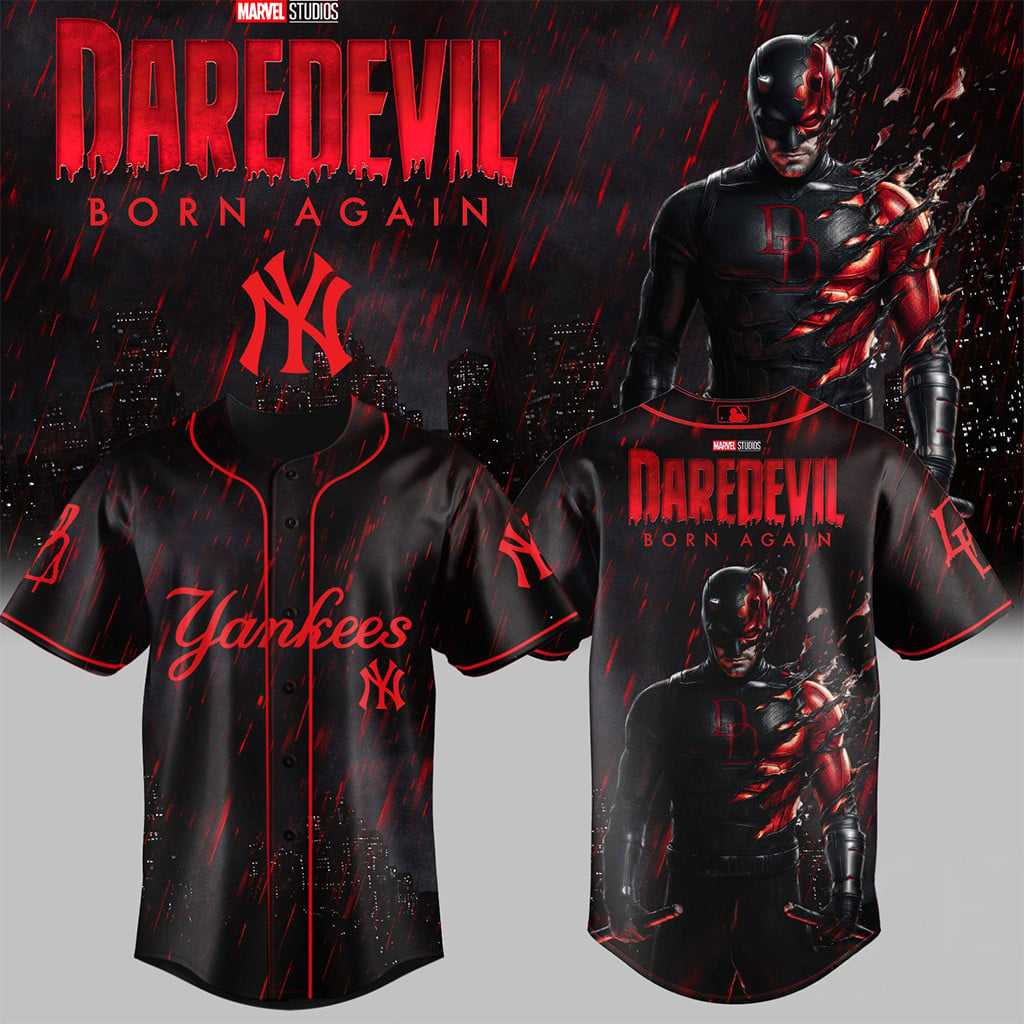 New York Yankees X Daredevil Born Again 2026 Baseball Jersey NY Yankees Merch Gifts For Fans