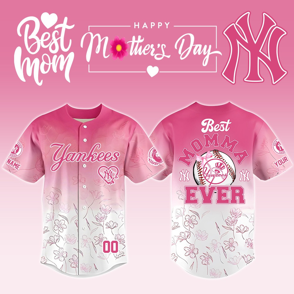 New York Yankees X Happy Jersey T-Shirt Yankees Best Momma Ever Merch Gifts For Bestie New York Yankees X Happy Jersey T-Shirt Yankees Best Momma Ever Merch Gifts For Bestie - Image 1
