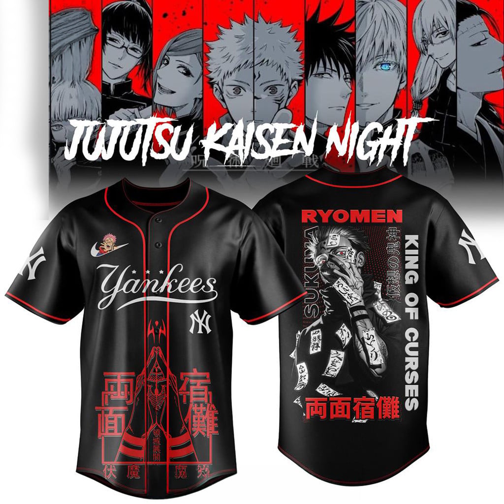 New York Yankees X Jujutsu Kaisen Sukuna King Of Curses 2026 Jersey NY Yankees Merch