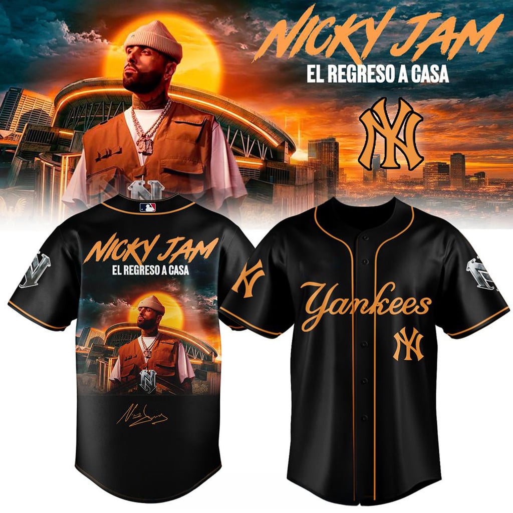 New York Yankees X Nicky Jam El Regreso A Casa 2026 Black Jersey NY Yankees Merch Fan Gifts