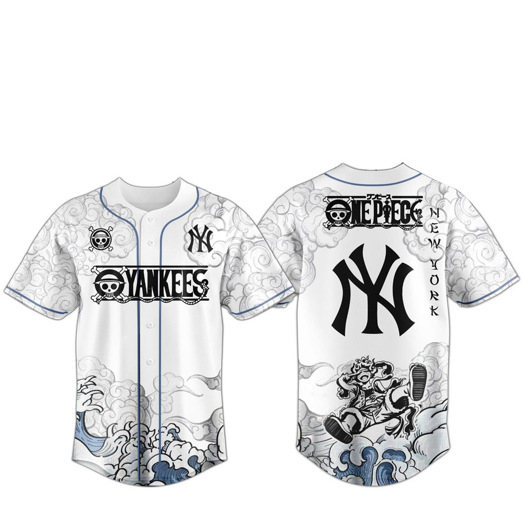 New York Yankees x One Piece 2026 Luffy The Gear 5 Baseball Jersey New York Yankees x One Piece 2026 Luffy The Gear 5 Baseball Jersey - Image 1