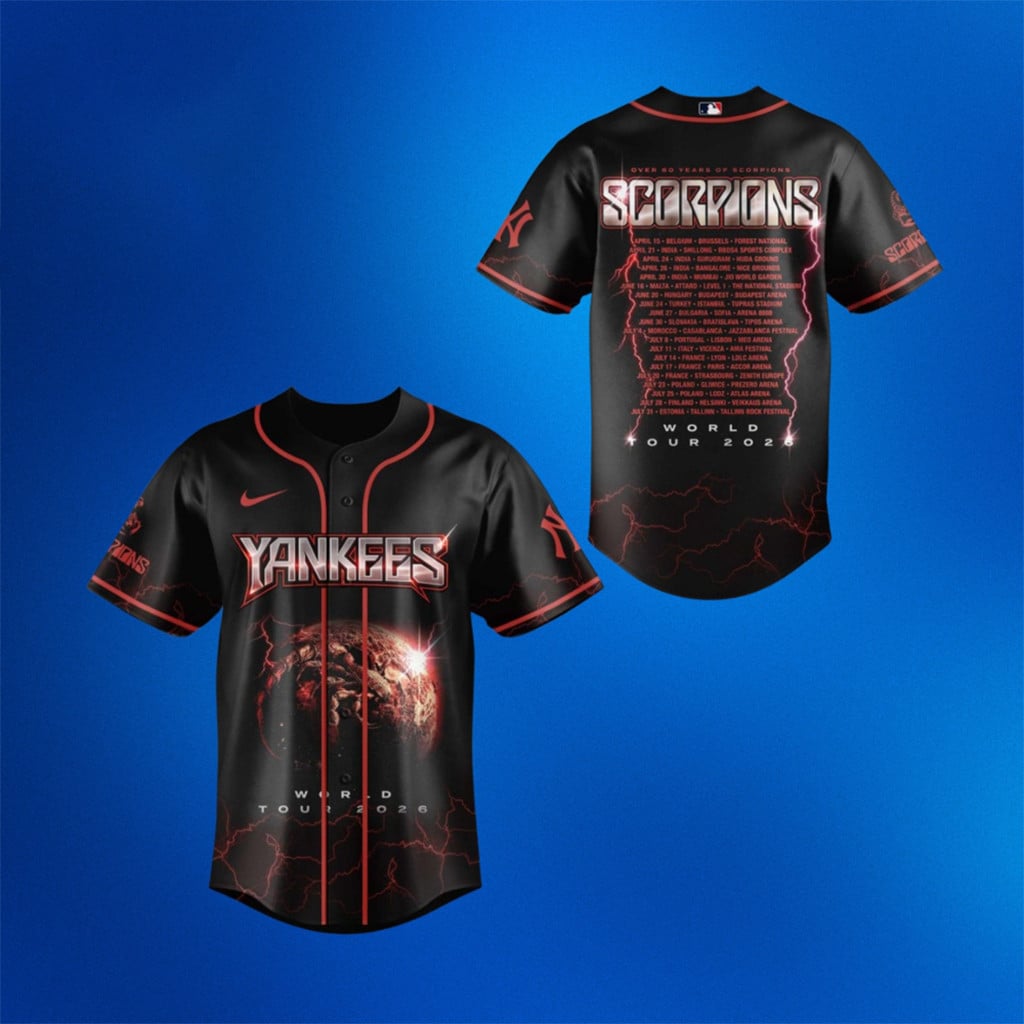 New York Yankees X Scorpions World Tour 2026 Baseball Jersey NY Yankees Merch Fan Gifts