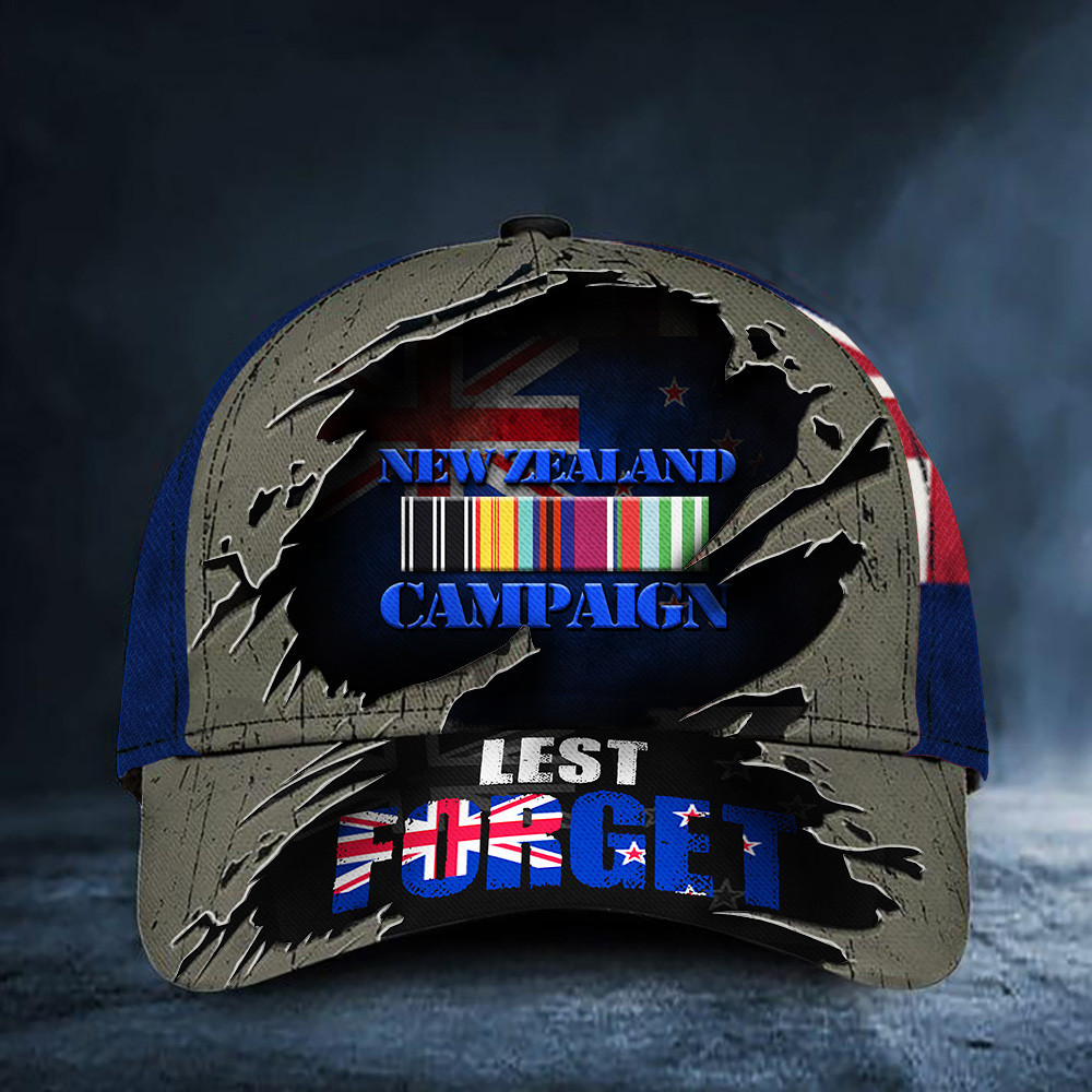 New Zealand Campaign Lest Forget Flag Hat Patriotic Remembrance Veterans Cap Merch New Zealand Campaign Lest Forget Flag Hat Patriotic Remembrance Veterans Cap Merch - Image 1