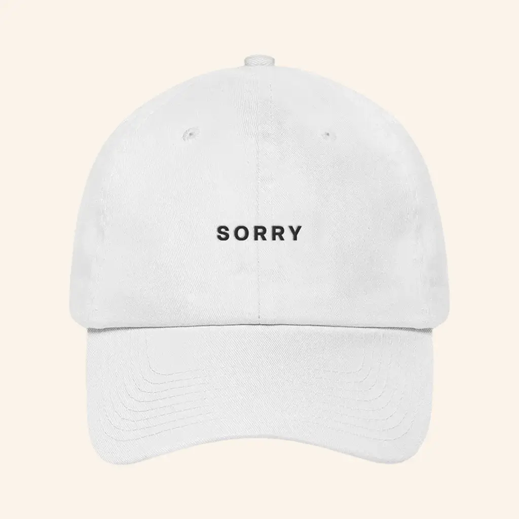 NF Merch White SORRY Embroidered Hat Present For Husband - WearandDecor