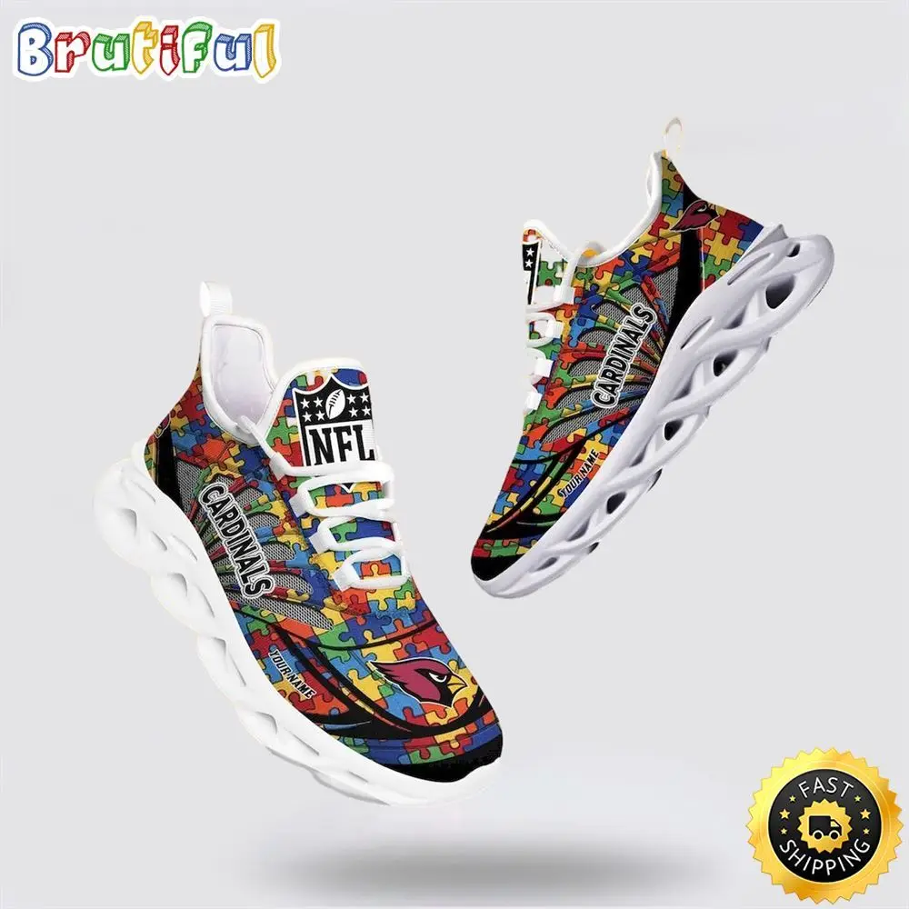 NFL Arizona Cardinals Autism Awareness Max Soul Shoes Perfect Gift For Football Fans NFL Arizona Cardinals Autism Awareness Max Soul Shoes Perfect Gift For Football Fans - Image 1
