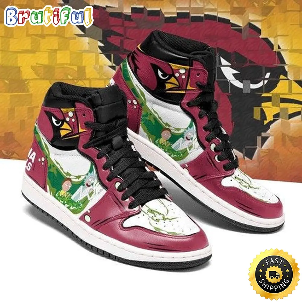 NFL Arizona Cardinals Rick And Morty Air Jordan 1 High Sneakers NFL Arizona Cardinals Rick And Morty Air Jordan 1 High Sneakers - Image 1