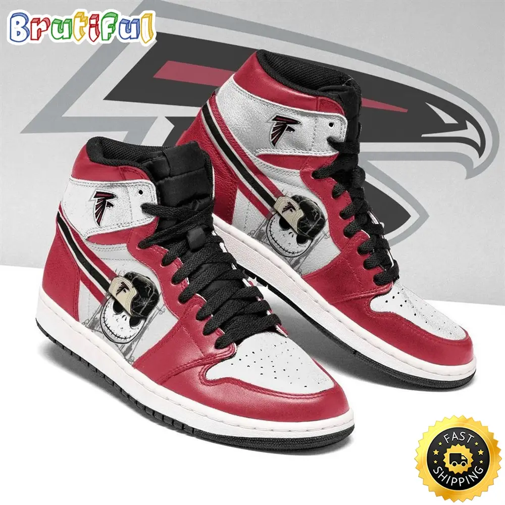 NFL Atlanta Falcons Jack Skellington Air Jordan 1 High Sneakers NFL Atlanta Falcons Jack Skellington Air Jordan 1 High Sneakers - Image 1
