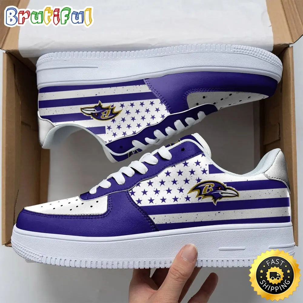NFL Baltimore Ravens Air Force 1 Shoes Urban Streetwear Shoes NFL Baltimore Ravens Air Force 1 Shoes Urban Streetwear Shoes - Image 1