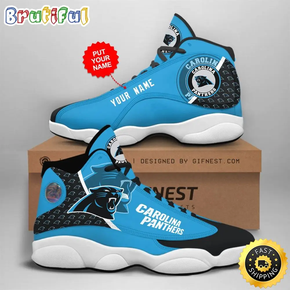 NFL Carolina Panthers Custom Name Air Jordan 13 Shoes V1