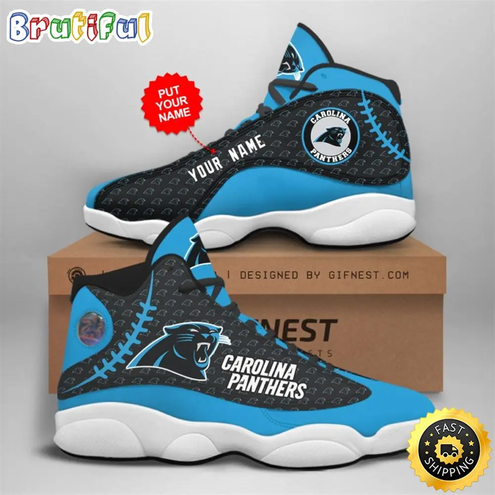 NFL Carolina Panthers Custom Name Air Jordan 13 Shoes V3