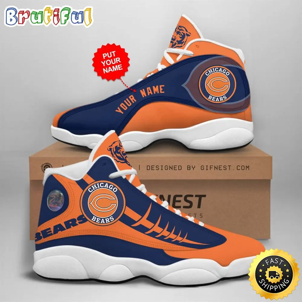NFL Chicago Bears Custom Name Air Jordan 13 Shoes V1