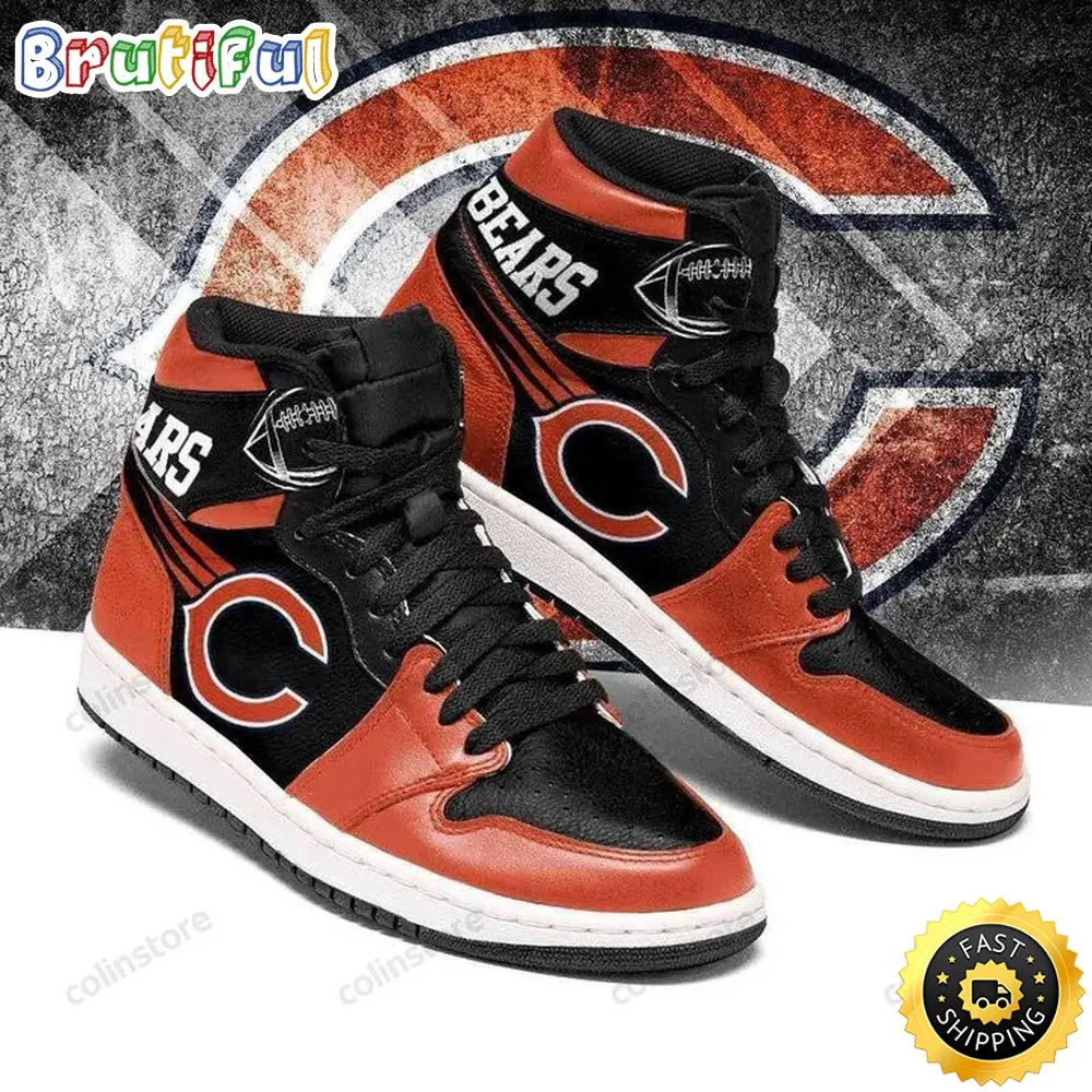 NFL Chicago Bears Orange Black Sneaker Air Jordan 1 High Sneakers NFL Chicago Bears Orange Black Sneaker Air Jordan 1 High Sneakers - Image 1