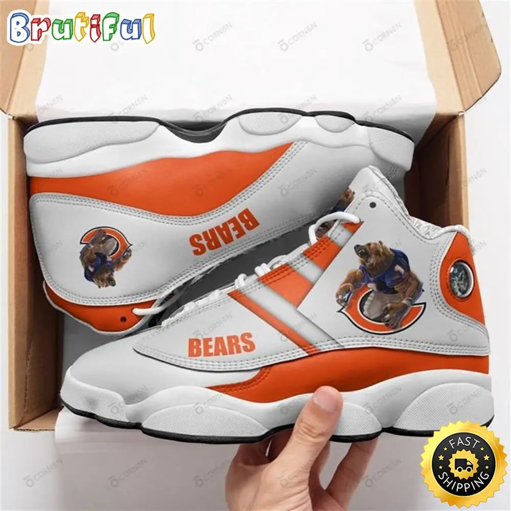 NFL Chicago Bears White Orange Stripes For Fans Air Jordan 13 Shoes NFL Chicago Bears White Orange Stripes For Fans Air Jordan 13 Shoes - Image 1