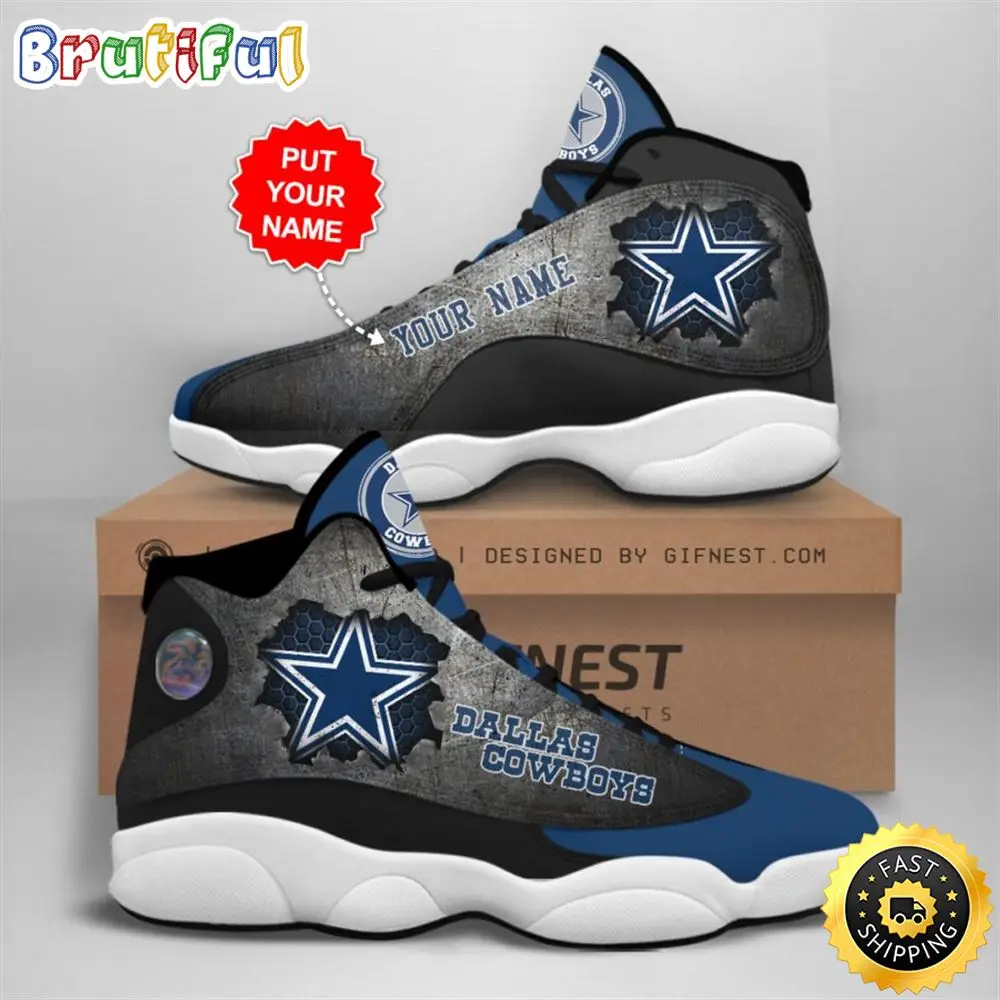 NFL Dallas Cowboys Custom Name Air Jordan 13 Shoes V12 NFL Dallas Cowboys Custom Name Air Jordan 13 Shoes V12 - Image 1