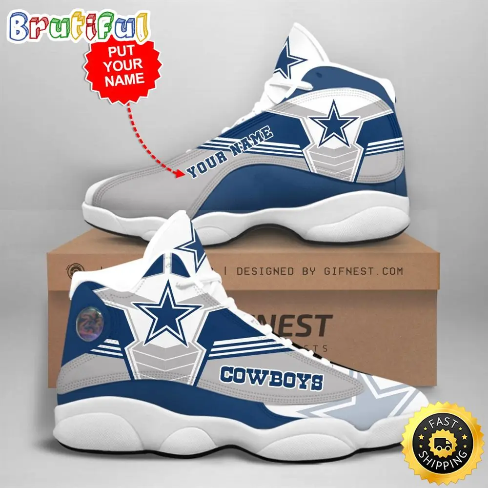 NFL Dallas Cowboys Custom Name Air Jordan 13 Shoes V2