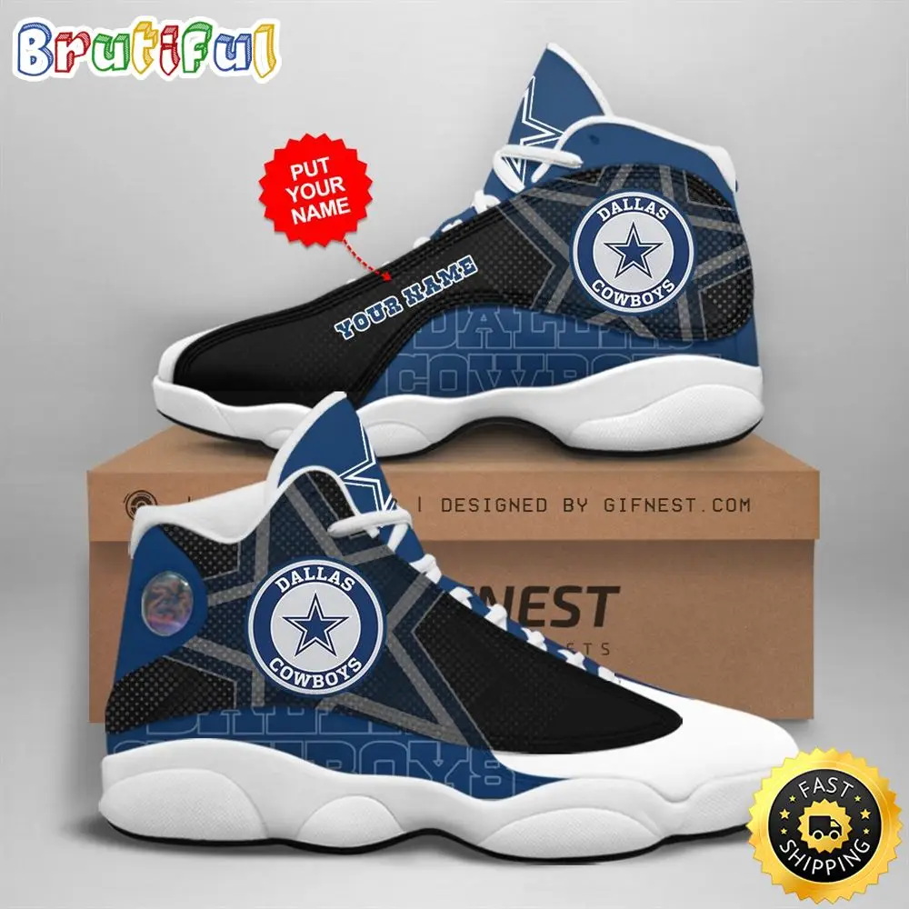 NFL Dallas Cowboys Custom Name Air Jordan 13 Shoes V6 NFL Dallas Cowboys Custom Name Air Jordan 13 Shoes V6 - Image 1
