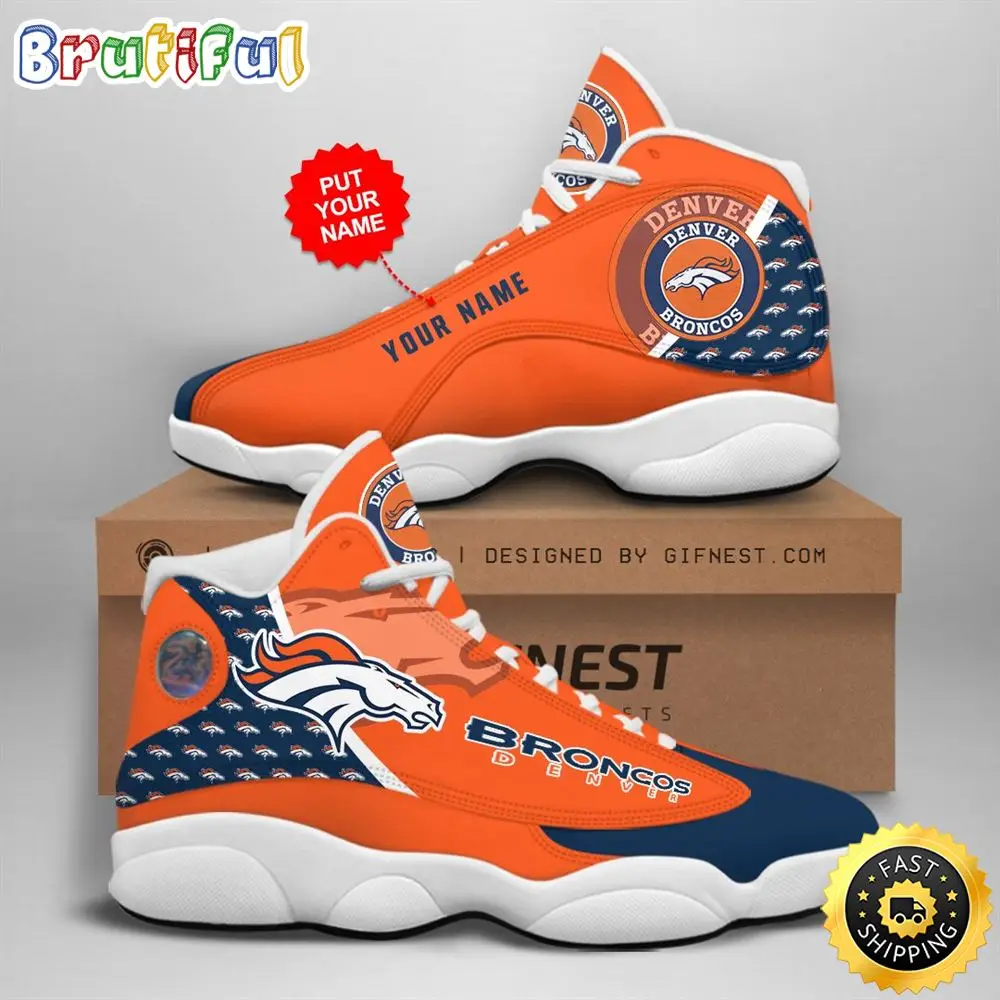 NFL Denver Broncos Custom Name Air Jordan 13 Shoes V1 NFL Denver Broncos Custom Name Air Jordan 13 Shoes V1 - Image 1
