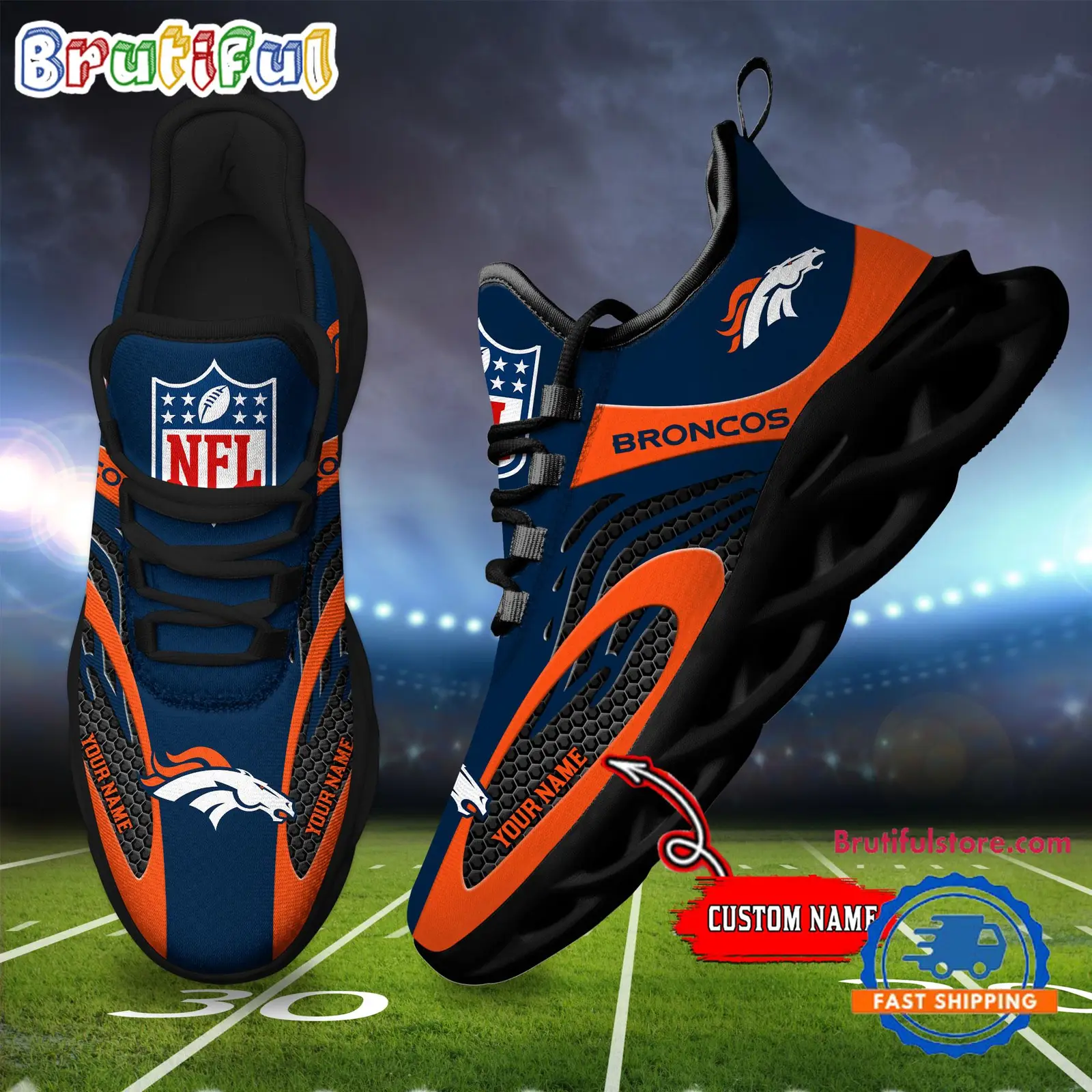 NFL Denver Broncos Football Logo Team New Design Max Soul Shoes Sneaker
