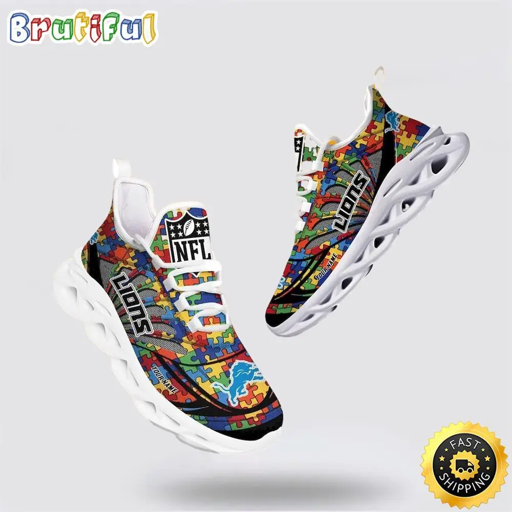 NFL Detroit Lions Autism Awareness Max Soul Shoes Perfect Gift For Football Fans