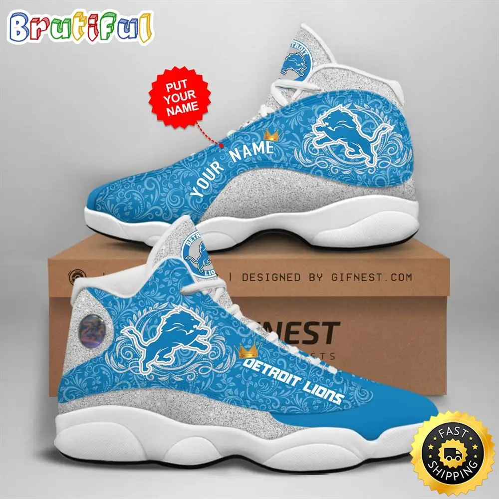 NFL Detroit Lions Custom Name Air Jordan 13 Shoes V1