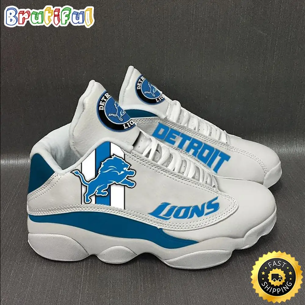 Nfl Detroit Lions White Air Jordan 13 Sneaker Shoes Nfl Detroit Lions White Air Jordan 13 Sneaker Shoes - Image 1