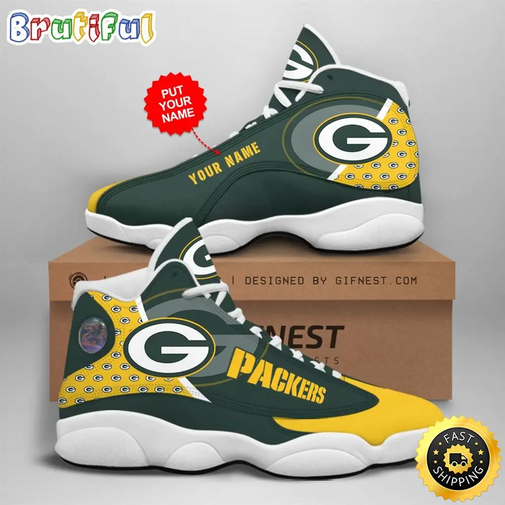 NFL Green Bay Packers Custom Name Air Jordan 13 Shoes V4