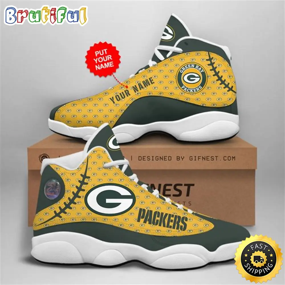 NFL Green Bay Packers Custom Name Air Jordan 13 Shoes V8 NFL Green Bay Packers Custom Name Air Jordan 13 Shoes V8 - Image 1