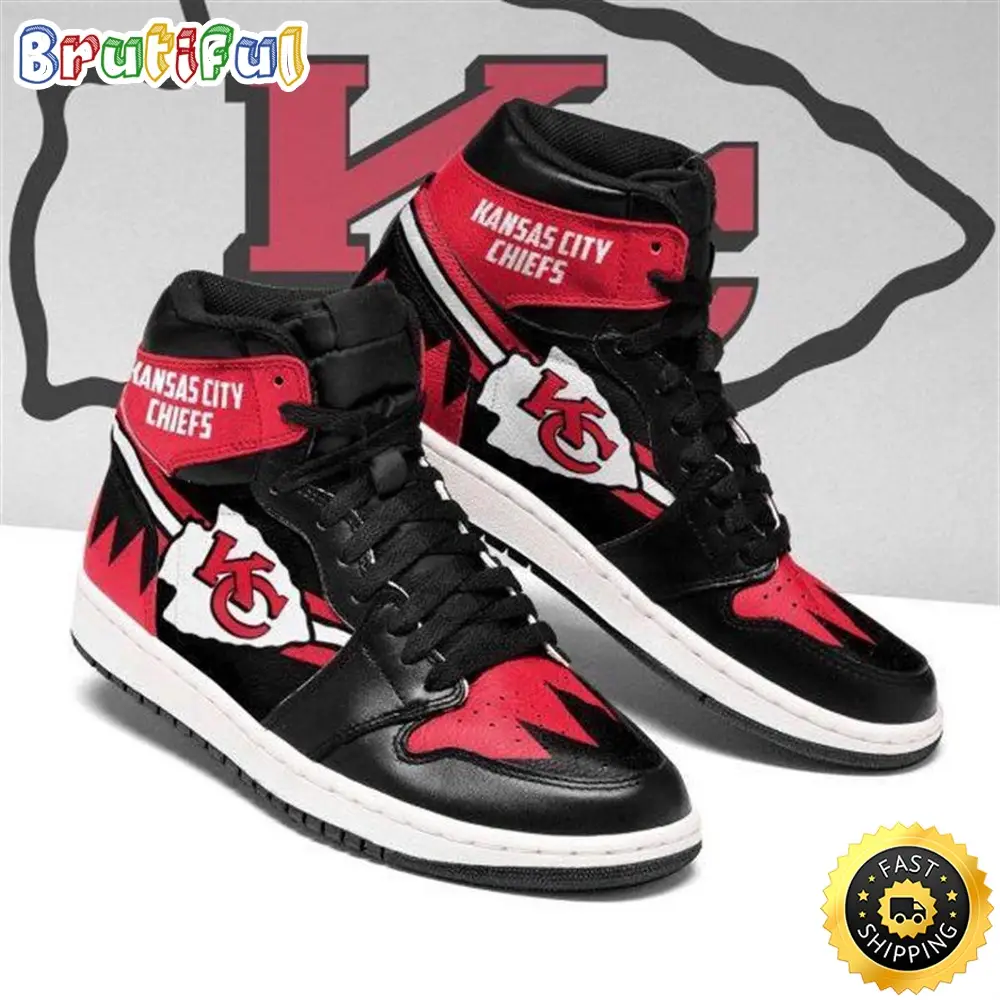NFL Kansas City Chiefs Red Black Air Jordan 1 High Sneakers NFL Kansas City Chiefs Red Black Air Jordan 1 High Sneakers - Image 1