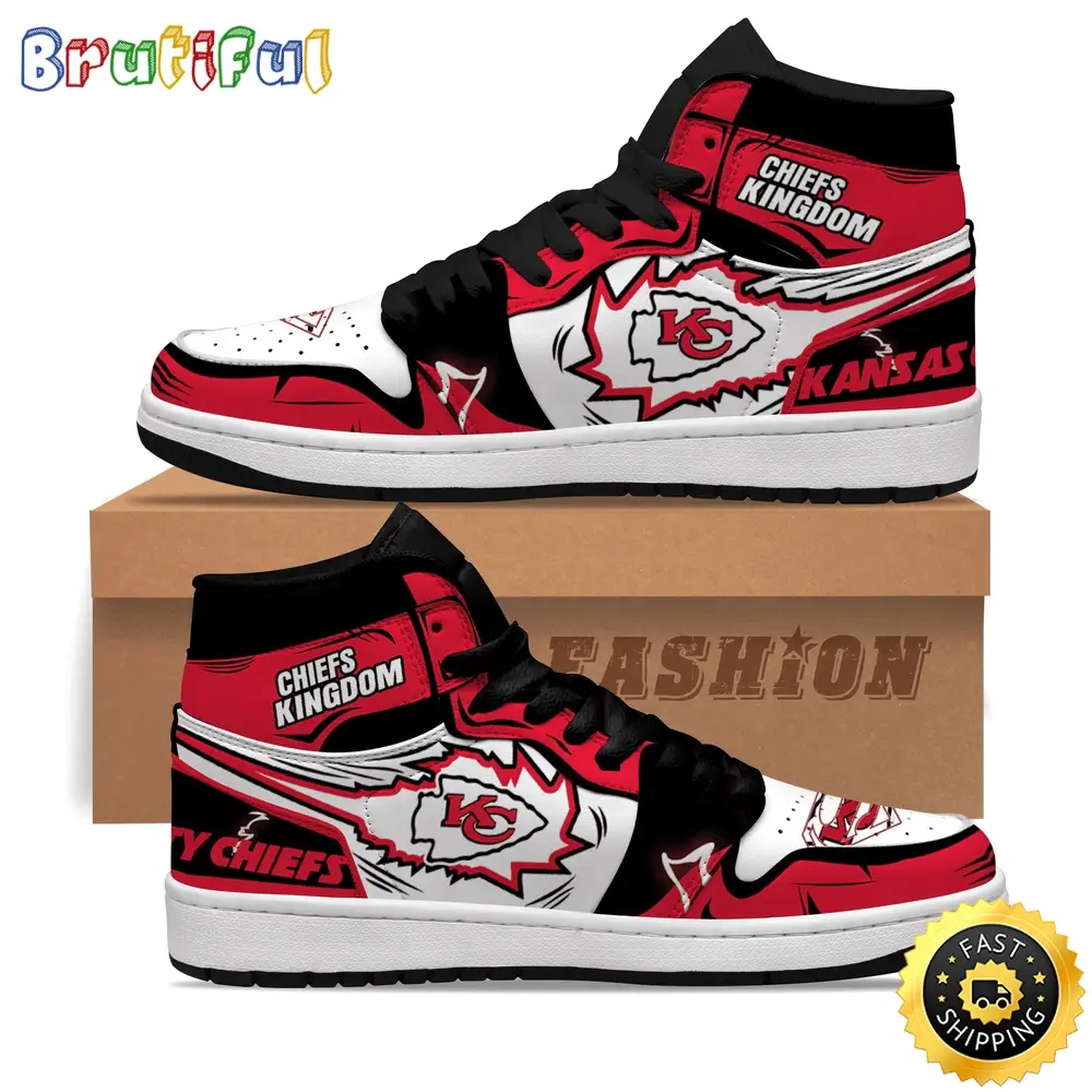 NFL Kansas City Chiefs Red White Air Jordan 1 High Sneakers NFL Kansas City Chiefs Red White Air Jordan 1 High Sneakers - Image 1
