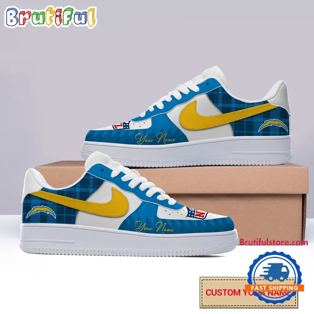 NFL Los Angeles Chargers Christmas Logo Pattern Custom Air Force 1 Shoes Sneaker