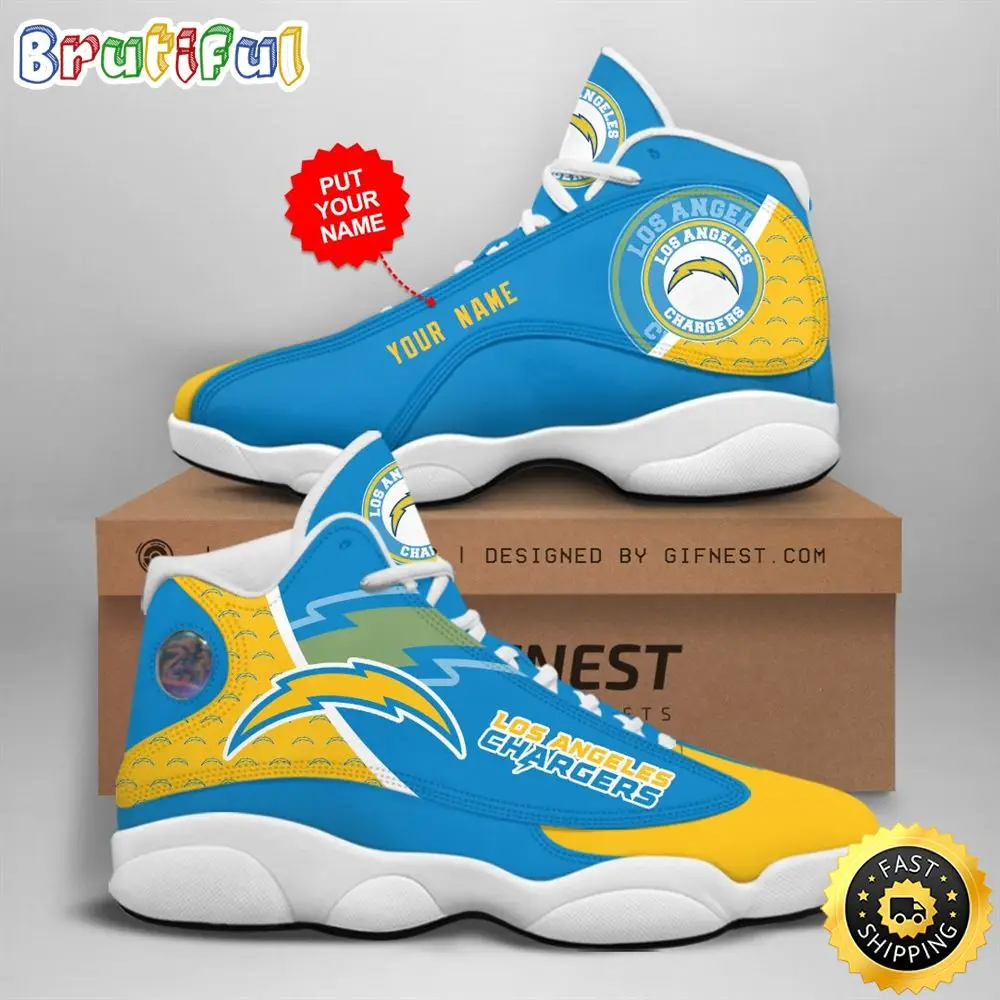 NFL Los Angeles Chargers Custom Name Air Jordan 13 Shoes V1 NFL Los Angeles Chargers Custom Name Air Jordan 13 Shoes V1 - Image 1