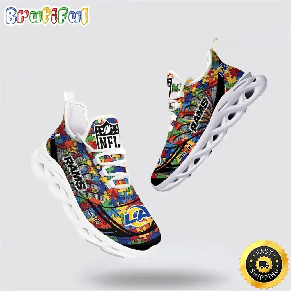 NFL Los Angeles Rams Autism Awareness Max Soul Shoes Perfect Gift For Football Fans NFL Los Angeles Rams Autism Awareness Max Soul Shoes Perfect Gift For Football Fans - Image 1