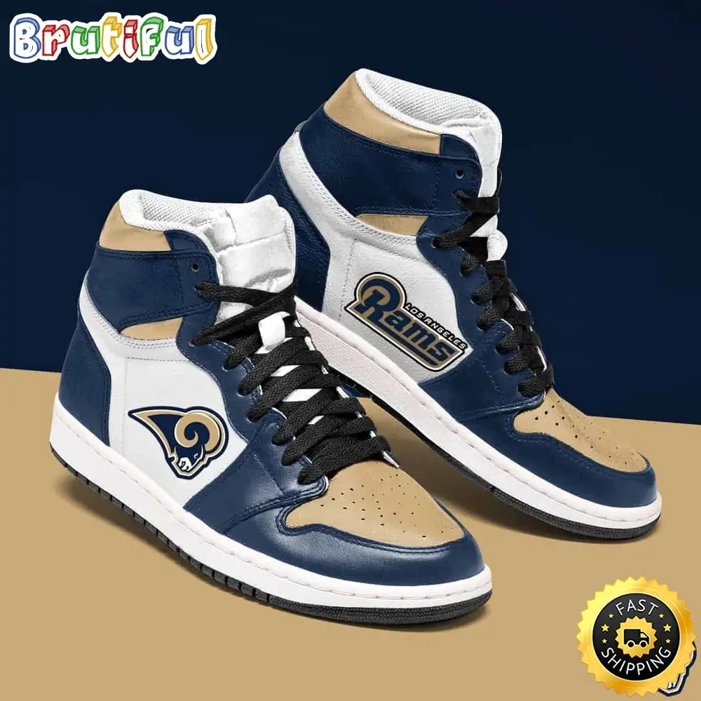 NFL Los Angeles Rams Dark Blue White Brown Air Jordan 1 High Sneakers