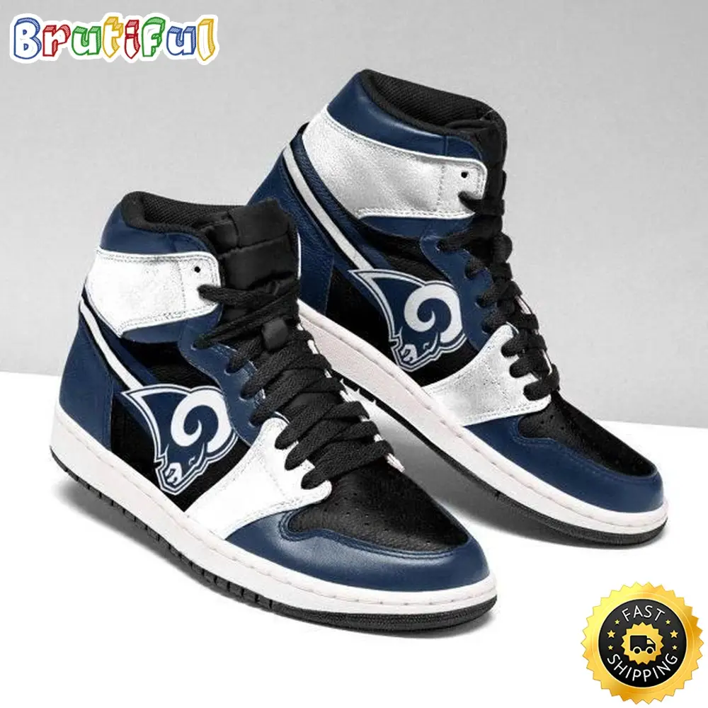NFL Los Angeles Rams Dark Blue White Edition Air Jordan 1 High Sneakers NFL Los Angeles Rams Dark Blue White Edition Air Jordan 1 High Sneakers - Image 1