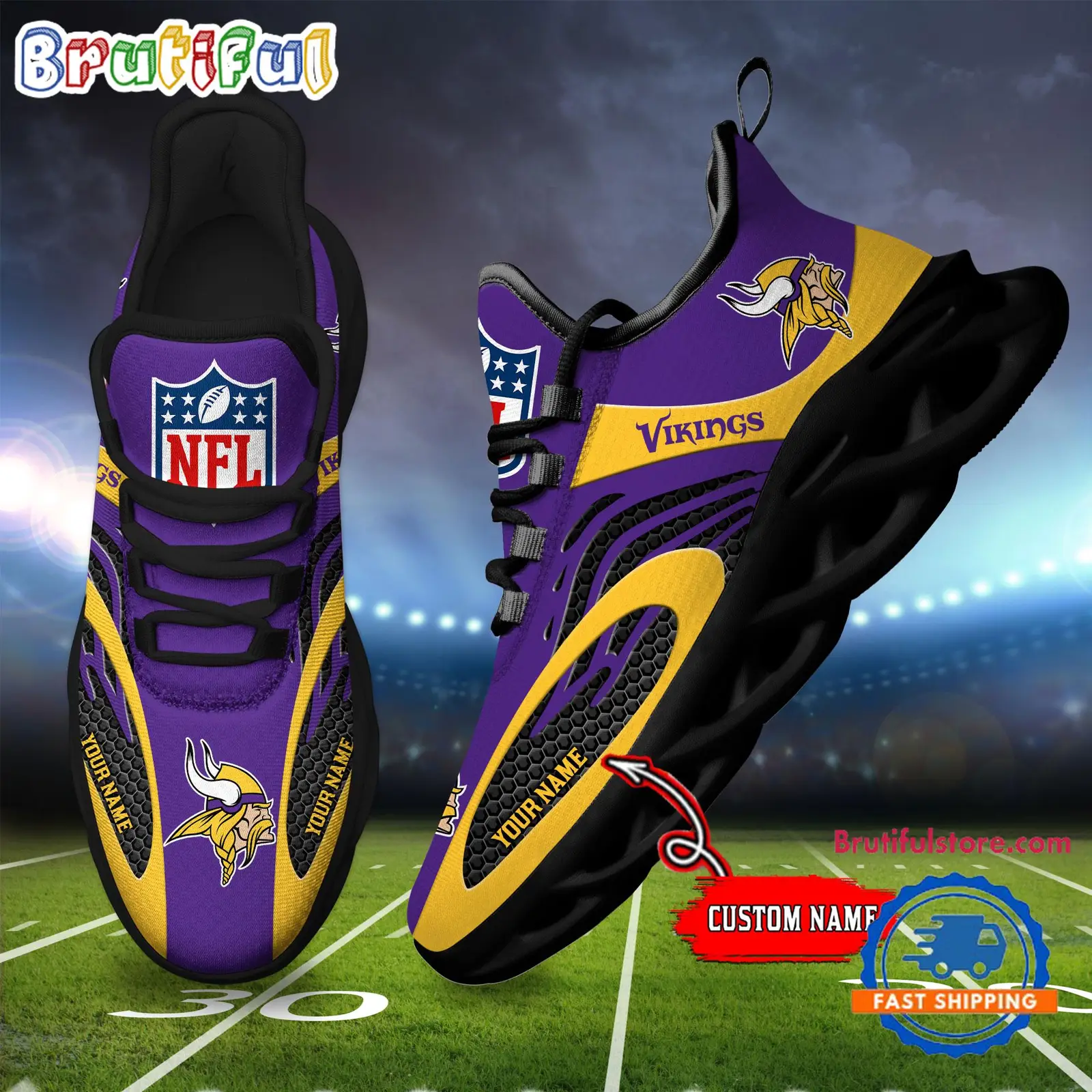 NFL Minnesota Vikings Football Logo Team New Design Max Soul Shoes Sneaker