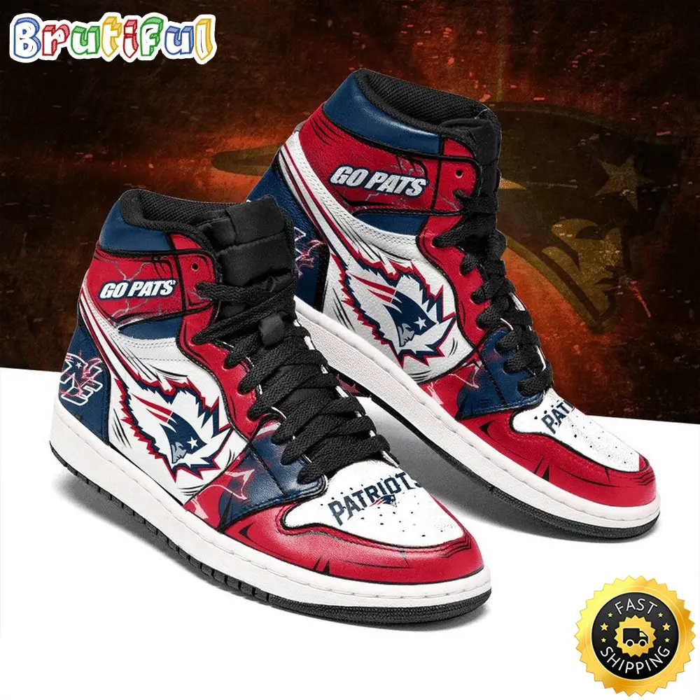 NFL New England Patriots Red White Air Jordan 1 High Sneakers NFL New England Patriots Red White Air Jordan 1 High Sneakers - Image 1