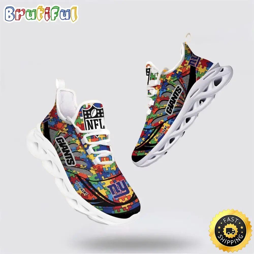 NFL New York Giants Autism Awareness Max Soul Shoes Perfect Gift For Football Fans