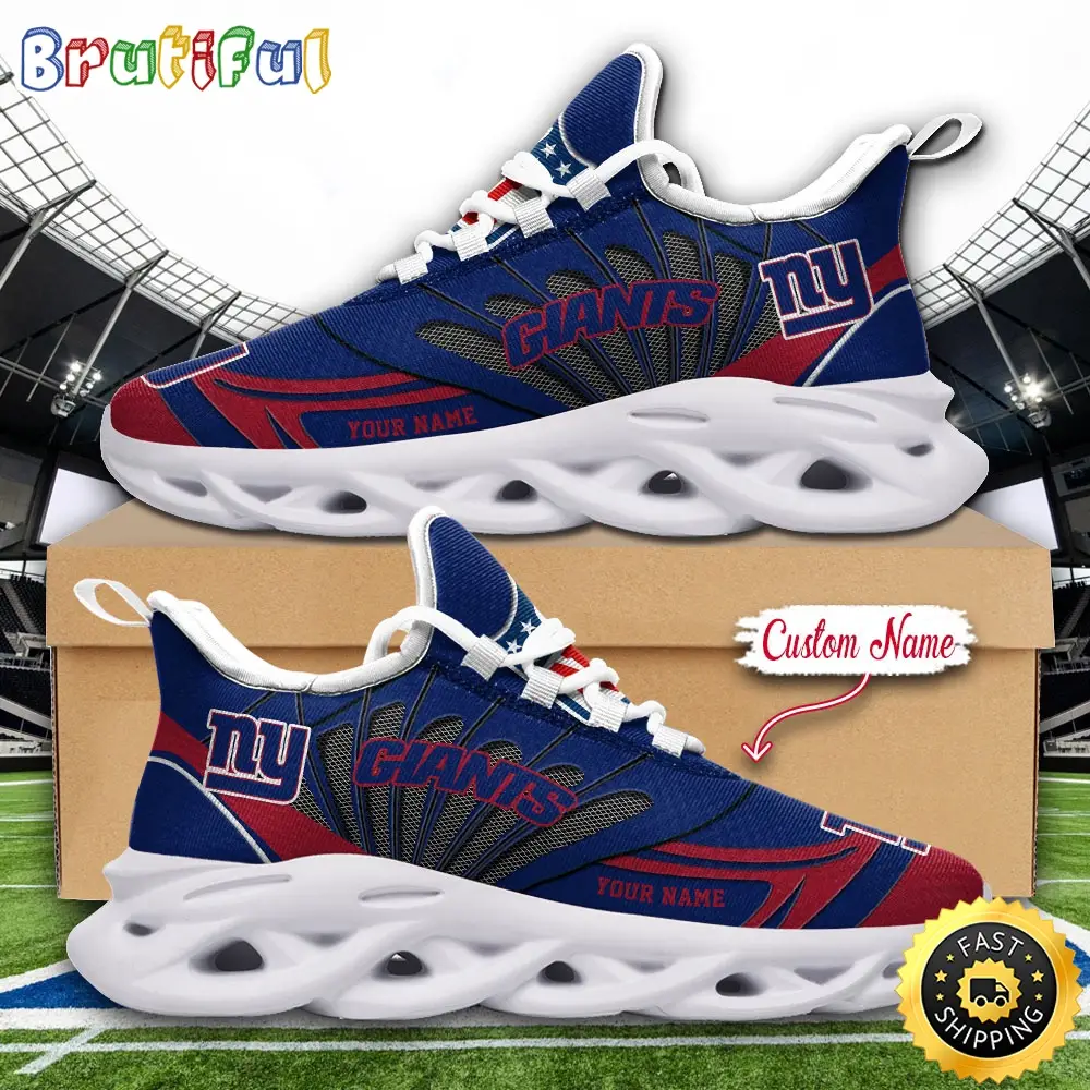 NFL New York Giants Max Soul Shoes Custom Name Football Shoes Sports