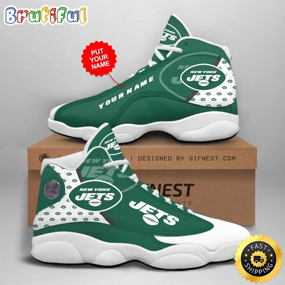 NFL New York Jets Custom Name Air Jordan 13 Shoes V1 NFL New York Jets Custom Name Air Jordan 13 Shoes V1 - Image 1