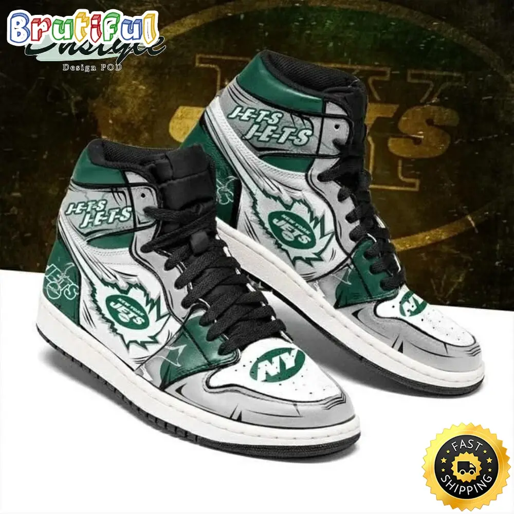 NFL New York Jets Green Grey Air Jordan 1 High Sneakers