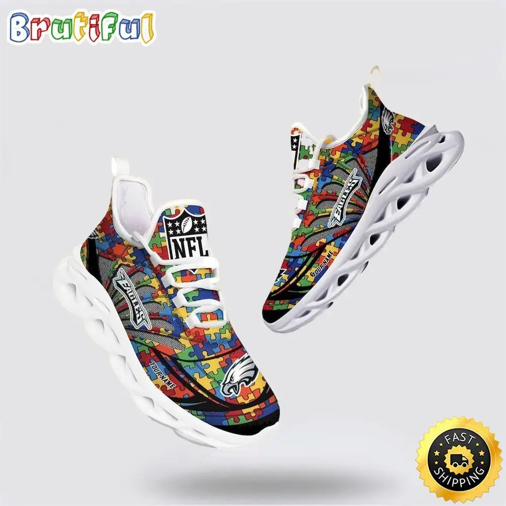 NFL Philadelphia Eagles Autism Awareness Max Soul Shoes Perfect Gift For Football Fans