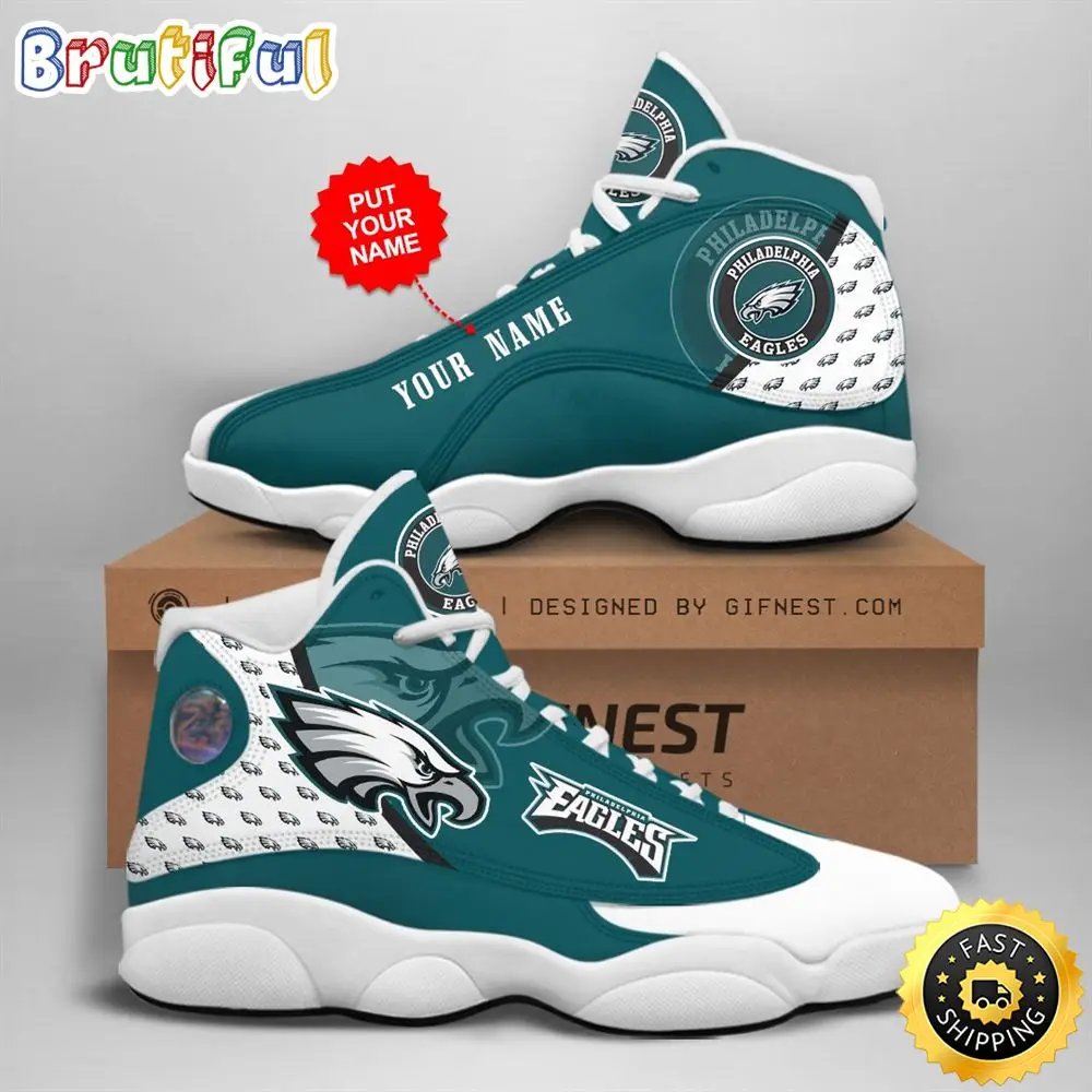 NFL Philadelphia Eagles Custom Name Air Jordan 13 Shoes V4