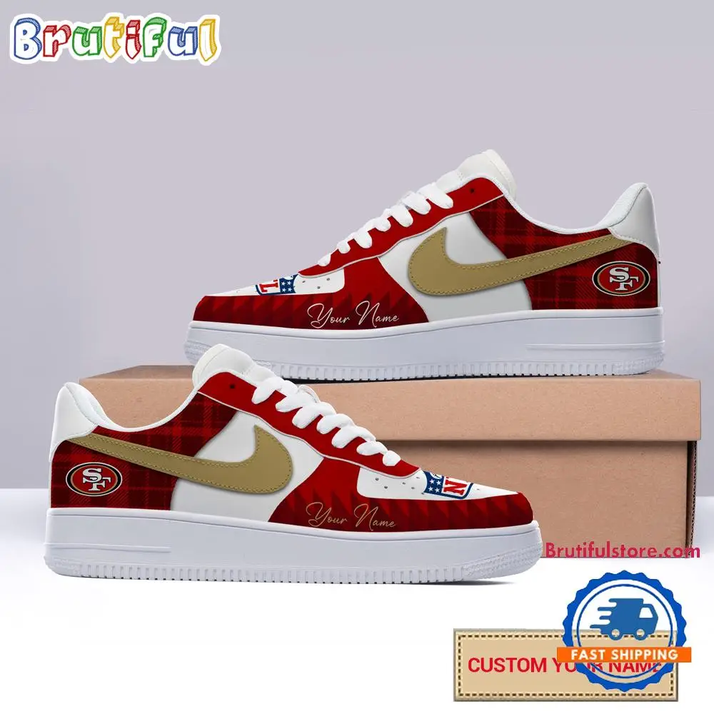 NFL San Francisco 49ers Christmas Logo Pattern Custom Air Force 1 Shoes Sneaker
