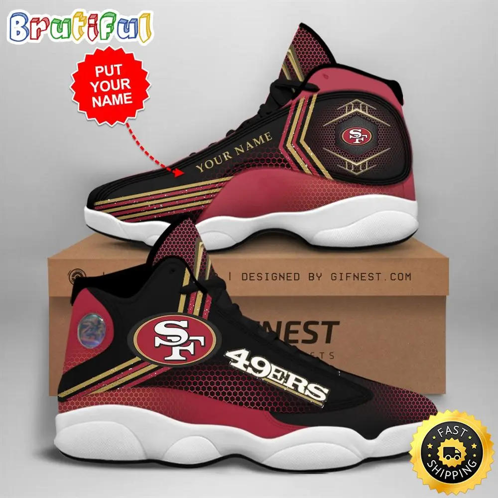 NFL San Francisco 49ers Custom Name Air Jordan 13 Shoes V1 NFL San Francisco 49ers Custom Name Air Jordan 13 Shoes V1 - Image 1