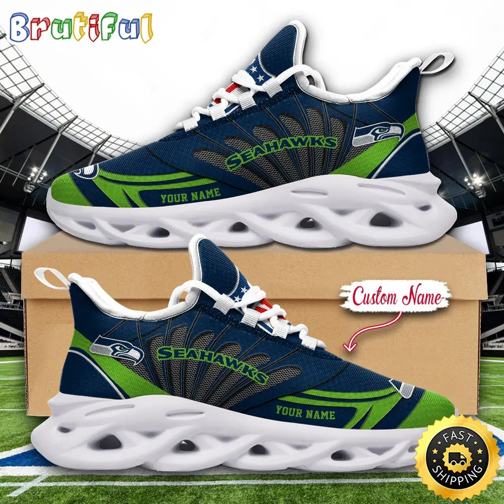 NFL Seattle Seahawks Max Soul Shoes Custom Name Football Shoes Sports NFL Seattle Seahawks Max Soul Shoes Custom Name Football Shoes Sports - Image 1