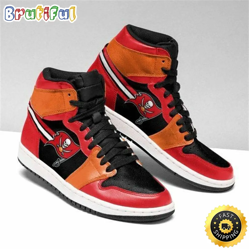 NFL Tampa Bay Buccaneers Red Black Air Jordan 1 High Sneakers For Fans NFL Tampa Bay Buccaneers Red Black Air Jordan 1 High Sneakers For Fans - Image 1