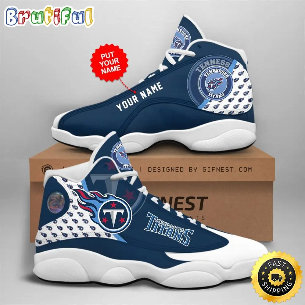 NFL Tennessee Titans Custom Name Air Jordan 13 Shoes V1 NFL Tennessee Titans Custom Name Air Jordan 13 Shoes V1 - Image 1
