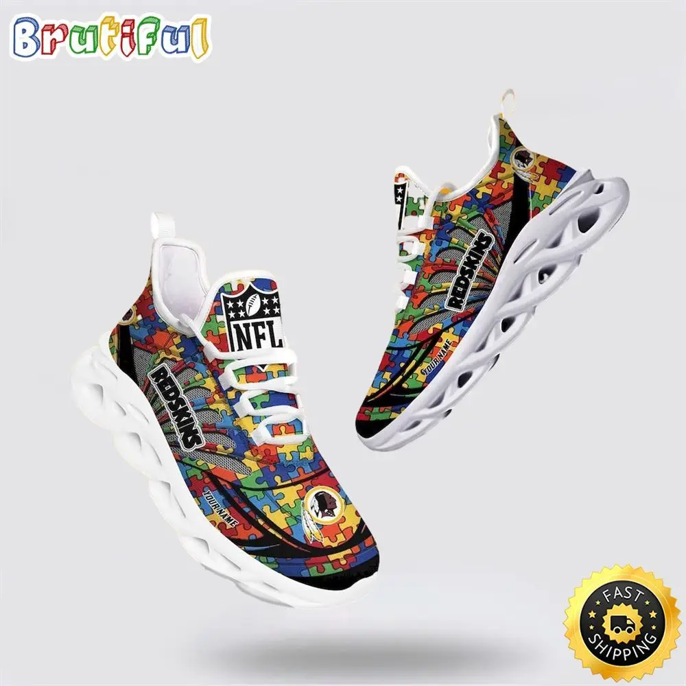 NFL Washington Commanders Autism Awareness Max Soul Shoes Perfect Gift For Football Fans