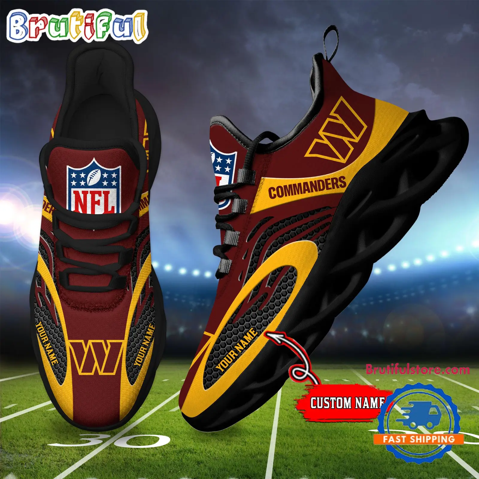 NFL Washington Commanders Football Logo Team New Design Max Soul Shoes Sneaker