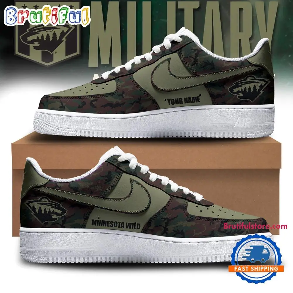 NHL Minnesota Wild Special Veterans Military Apreciation Air Force 1 Shoes Sneaker NHL Minnesota Wild Special Veterans Military Apreciation Air Force 1 Shoes Sneaker - Image 1